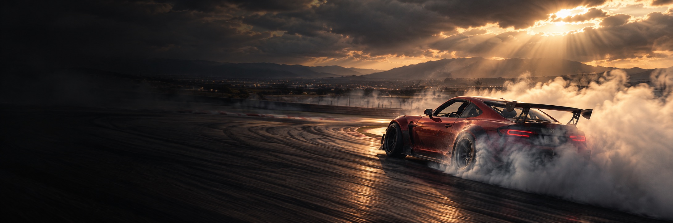 Cars drifting on a track