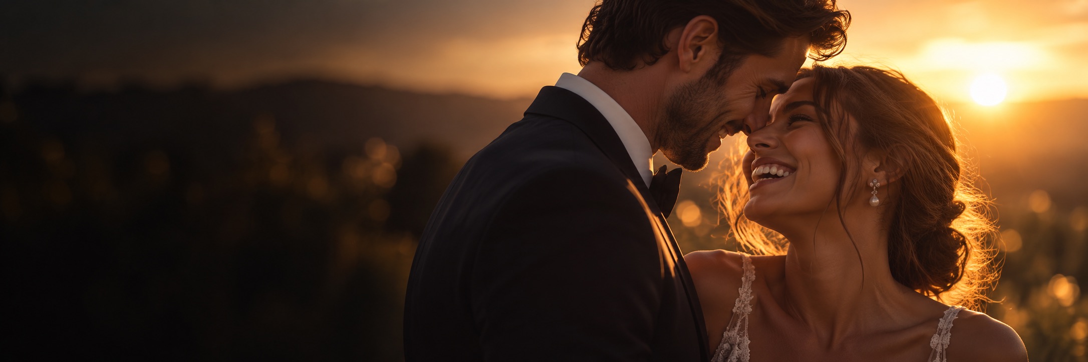 Couple celebrating at their wedding